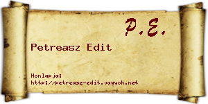 Petreasz Edit névjegykártya